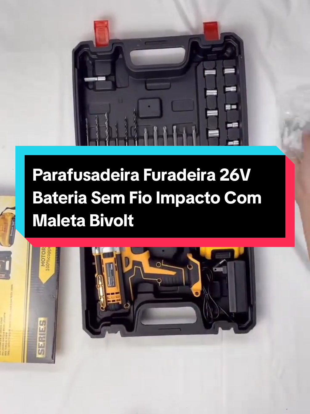 Parafusadeira Furadeira 26V Bateria Sem Fio Impacto Com Maleta Completo Broca Bits Maleta 110V/220V GARANTA A SUA AGORA #tiktokshopchegou #tiktokshop #achadinhos 
