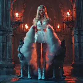 A demonic princess with her 2 companions. #ai #aicontent #4k #videos #demons #gothic #magical #fantasy #supernatural #princess #wolf #midjourneyart #art #klingai #fyp 