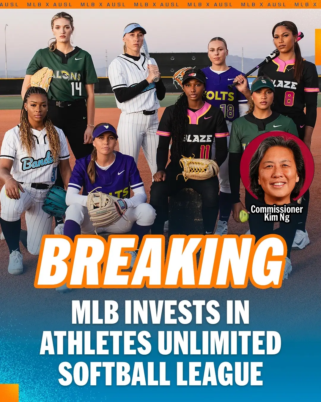 Major League Baseball today announced a strategic investment in the Athletes Unlimited Softball League (AUSL), marking a first-of-its-kind, comprehensive partnership with a women’s professional sports league. The new pro softball league launches its inaugural season with Opening Day on Saturday, June 7th with games in Rosemont, IL and Wichita, KS. #MLB #athletesunlimited #ausl #softball @AUSL 
