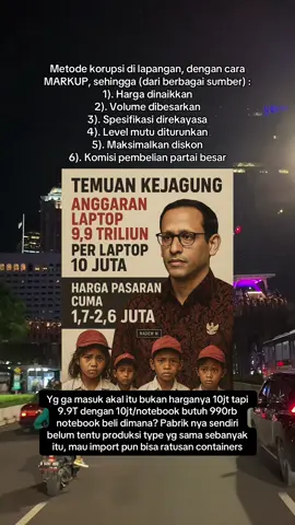 Berkedok Digitalisasi Ternyata untuk Dikorupsi Pengadaan laptop Kemendikbud seharga Rp10 juta per unit bikin publik geleng kepala. Di pasaran, laptop spesifikasi chromebook  cuma Rp1,7–2,6 juta. Tapi demi digitalisasi pendidikan, anggaran malah terbang tanpa logika. Kalau spek rendah bisa dihargai tinggi, ini bukan transformasi digital, ini lebih ke transformasi mark-up. Kejaksaan Agung kini membuka peluang memeriksa Nadiem Makarim. Langkah ini bukan cuma soal mencari siapa yang terlibat, tapi juga membuktikan bahwa hukum tak pandang jabatan. Jika Kejagung berani membongkar kasus ini sampai tuntas, kepercayaan publik akan makin kuat. Apalagi, survei terbaru Indikator (17–20 Mei 2025) menunjukkan Kejagung sebagai lembaga penegak hukum paling dipercaya dengan 76 persen dukungan masyarakat. Bukan tidak mungkin jika Kejagung serius bongkar korupsi pendidikan maka kepercayaan akan semakin meningkat. Membongkar korupsi di sektor pendidikan bukan hanya soal uang negara, tapi juga soal menjaga masa depan generasi bangsa. #nadiemmakarim #kejagung #kemendikbud #fyp #foryou 