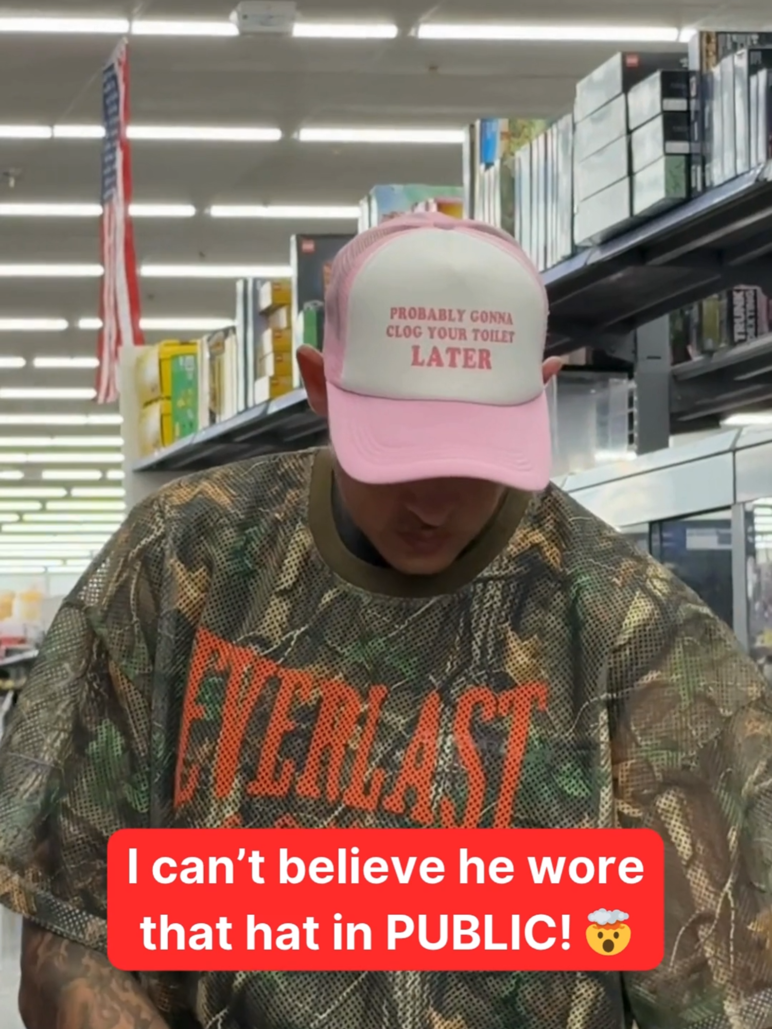 Wait til you see what it says! 😱 #hats #shopping #funny #crazy #walmart