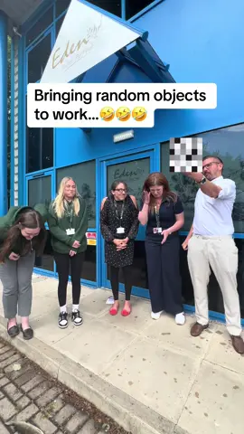 Bring a random object to work day..🤣🤣🤣🤣  Want to see the bloopers? We’ll share them if we get 150 likes ❤️.. (trust us they’re very embarrassing 🫣🤭😂) #officerandomobject #officefun #edenpetfoods #randomobjectchallenge #officelife #petlove #dogsofticktok #therandomproductschallenge #dogtok ##foryou #officelife 