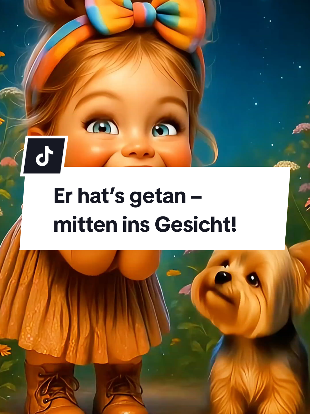 Er hat’s getan – mitten ins Gesicht! #kivideo #4kvideo #aivideo #kigeneriert #cutescene #mädchenundhund #emotions #frechundniedlich #cartoonstyle #highquality #sweetmoment  #aiartvideo 
