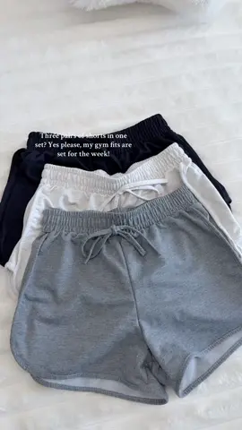 These are the only workout shorts I’ve been reaching for lately. So comfy and cute!🤍💙🖤#pjs #loungeshorts #gymshorts #loungewear #thatgirl #spotlight #tiktokmademebuyit #springsale