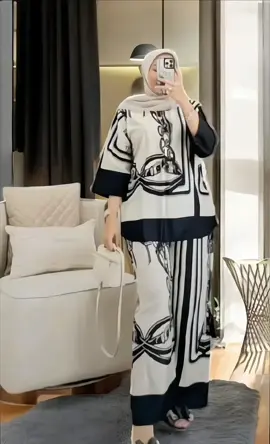 Setalan rayon celana kulot lengan 7/8 viral jumbo