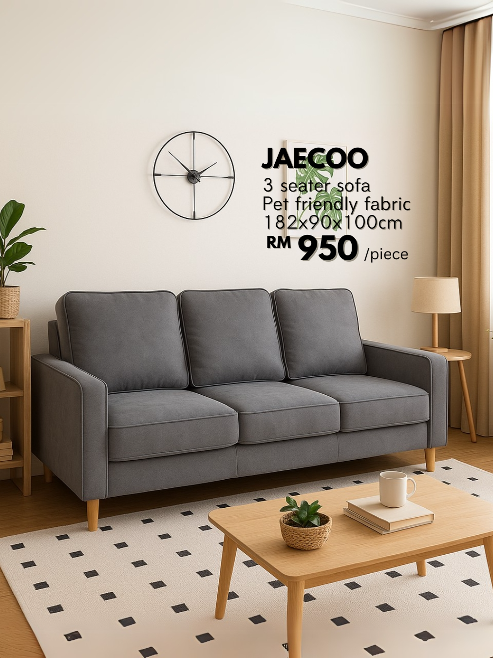 Sofa 3 Tempat Duduk JAECOO direka khas untuk apartmen kecil tanpa mengorbankan keselesaan. Bersaiz kompak, ia menggunakan kain mesra haiwan peliharaan dengan permukaan kalis calar, sesuai untuk rumah bersama haiwan kesayangan. Sandaran belakang yang tinggi memberikan sokongan yang baik, manakala kaki kayu pepejal menambah ketahanan dan sentuhan semula jadi. Untuk bersantai atau menerima tetamu, sofa JAECOO menggabungkan fungsi, gaya dan keselesaan untuk kehidupan moden. ------------------------- Why 𝗙𝗨𝗥𝗡𝗜𝗧𝗨𝗥𝗘 𝘥𝘪𝘳𝘦𝘤𝘵 ? ✅Widest range with more than 5000SKUs ✅Schedule delivery available ✅Installation service ✅Awesome design at a reasonable price ☎️WhatsApp for more details:  https://linktr.ee/furnituredirect #sofa #sofapetfriendly #furnituredirectmy #furnituredirect