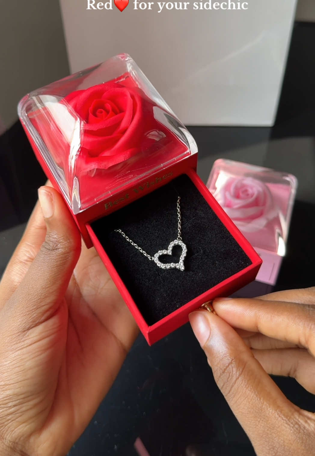 We love intentional men 💕🥹 Rosebox available in  - PINK - RED  - WHITE  Jewelry in video  - Hollow heart necklace 925 sterling silver!  - Free stud earrings  #jadedlabeljewelry #giftideas #jewelry 