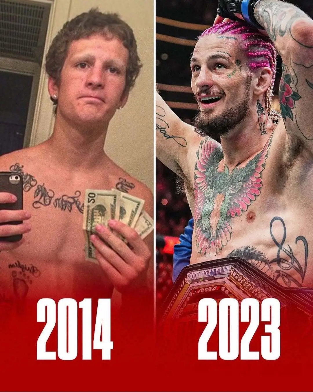 #SeanOMalley posted on Instagram, four years before his #UFC debut, that he shaved his eyebrows for $50. Nine years later he became the UFC bantamweight champion and is looking to become a two-time #champion at #UFC316  🏆 The journey has been incredible to witness 🙌 (via @Sugasean) 