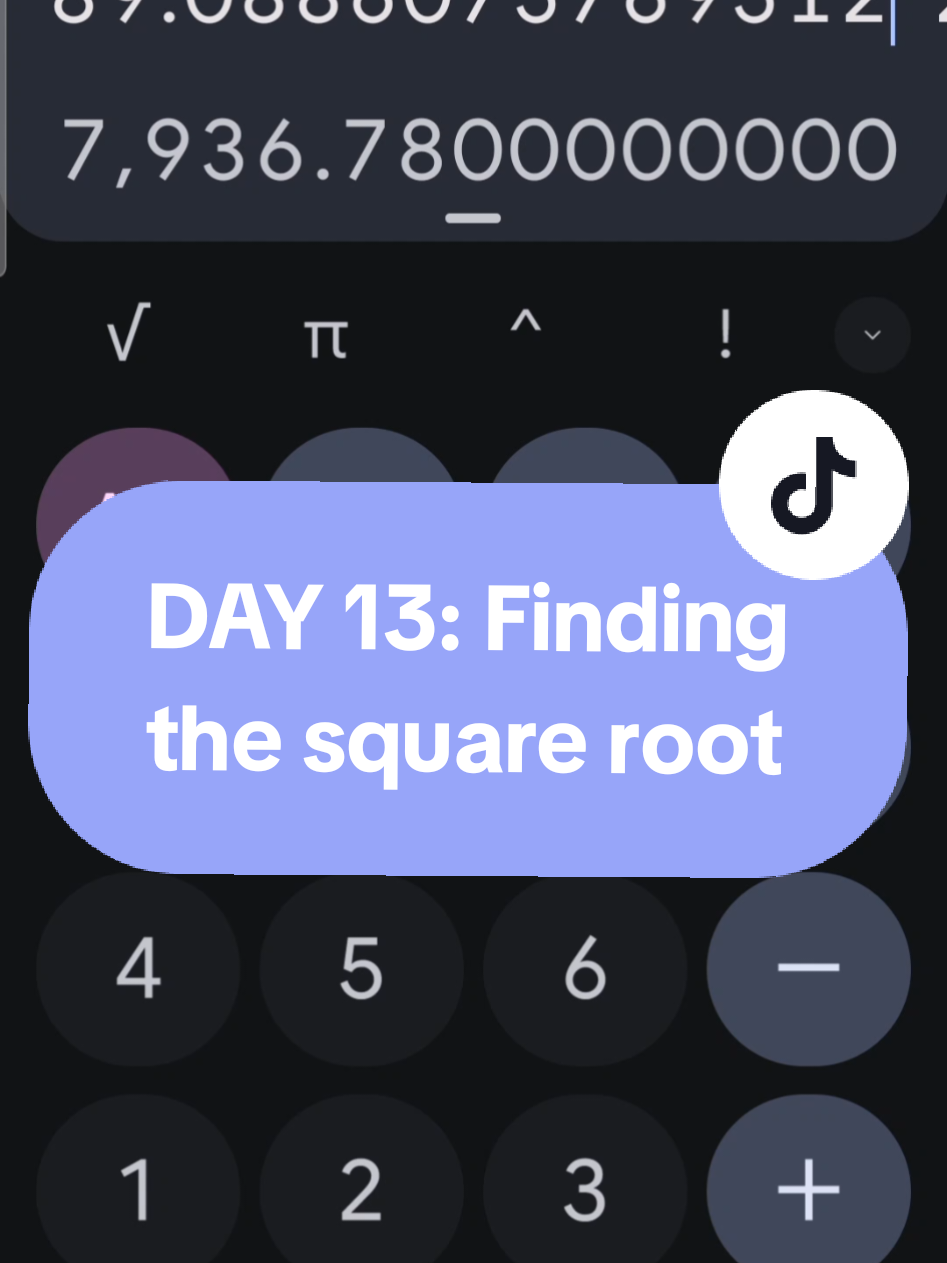 Replying to @focus.s22 Finding the square root of a number but without using the square root. - DAY 13 #fyp #foryou #math #calculator #justhypix 