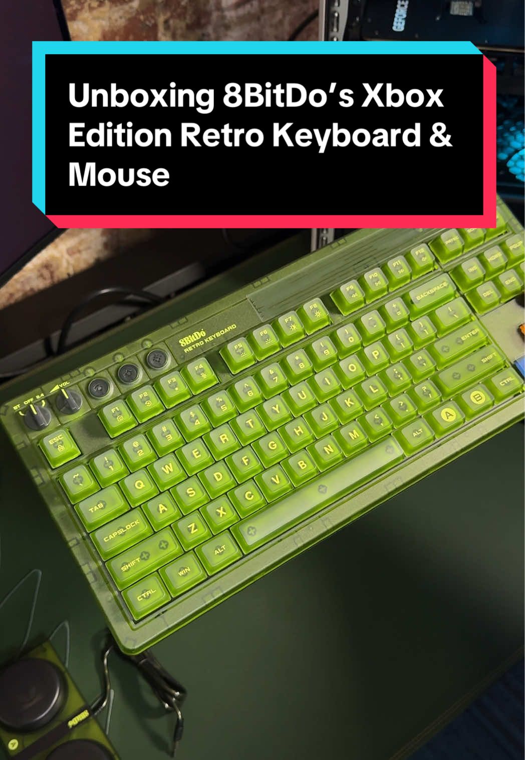 It's the transparent green for us 😍💚 The #8BitDo Retro 87 Mechanical #Keyboard and Mouse were inspired by the original #Xbox console. (P.S. Check out the Xbox button on the keyboard to open Windows Game Bar.) #retrogaming #mechanicalkeyboard #retrogames #unboxing #gaming #xboxkeyboard #techtok #Tech #retro #gamingaccessories #8bitdoretro87 