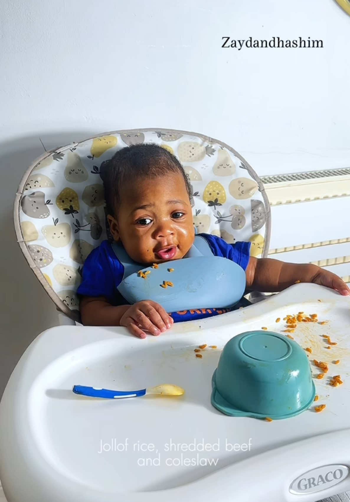 If Ate and left no crumbs was a baby😍😍 My little foodie enjoying his jollofrice with shredded beef and coleslaw😋😋😋 . . . #babyfoodie #blw #usatiktok #uktiktok 