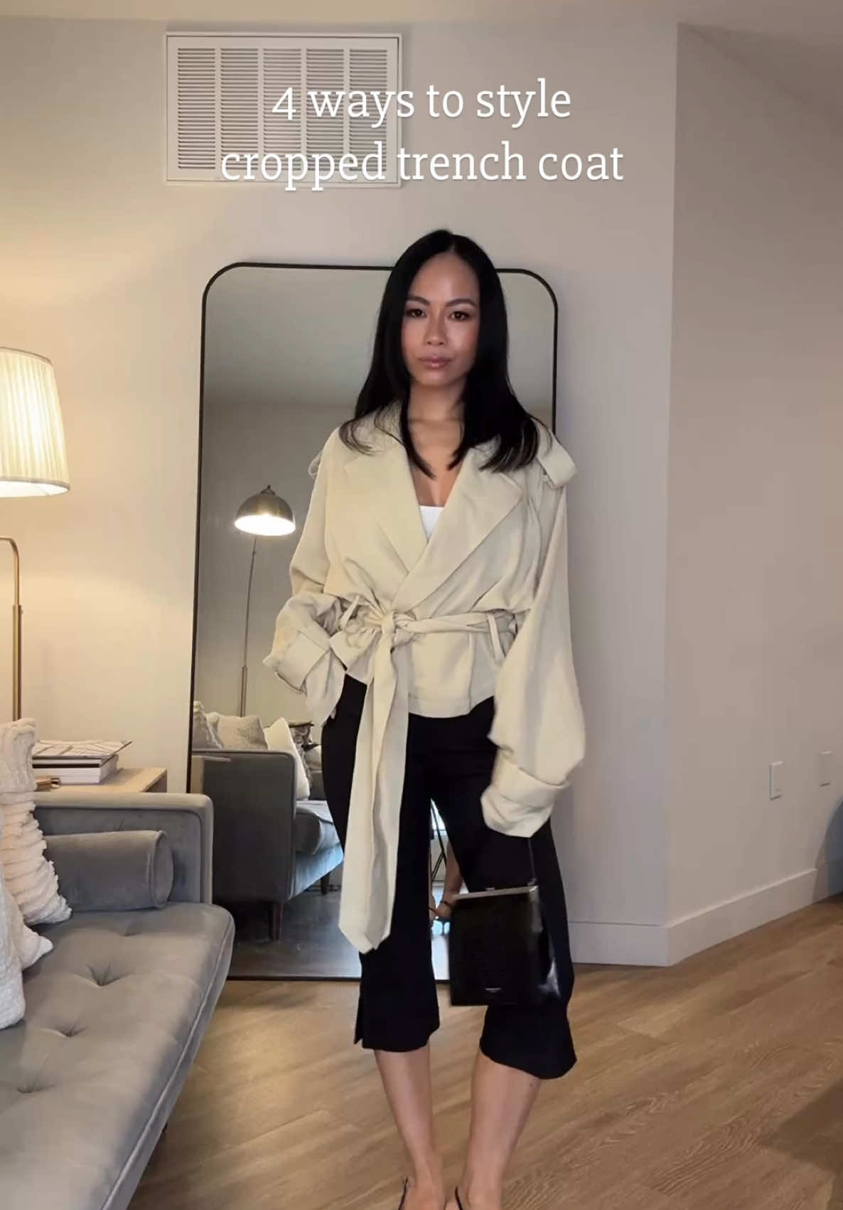4 ways to style cropped trench coats #trenchcoat#outfitinspo#styleinspo#outfitinspiration#summerstyle#outfitideas#springstyle 