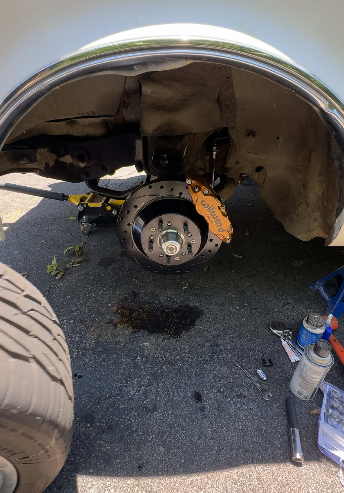 Wilwood Big Brake upgraded on my barn find 1966 Oldsmobile Cutlass!!! It was definitely time to upgrade the 14inch drums so I got this kit from Wilwood and it was pretty easy to install! And will definitely make a huge difference in stopping power! #fabrication #build #oldsmobile #cutlass #hotrod #restoration #barnfind #musclecar #projectcar #carguy #cargirl #fyp @Wilwood Disc Brakes 