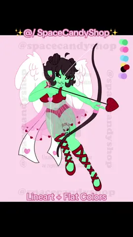 #lineart and #flatcolors for my #wip Cupid Alien Babe piece💕 I’m sharing this one in 3 parts to show my steps (sketch, lineart and color, details and shading) So be on the lookout for the final part soon 👀✨ #oc #alien #timelapse 