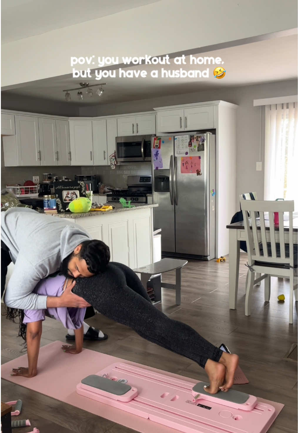 thissss guy 🤣🤣 i love him tho 🥰  #creatorsearchinsights #sahmlife #husbandwife #pilatesworkout #pilatesathomeworkout #blacksahmlife #sahwlife #husbandwifecomedy 