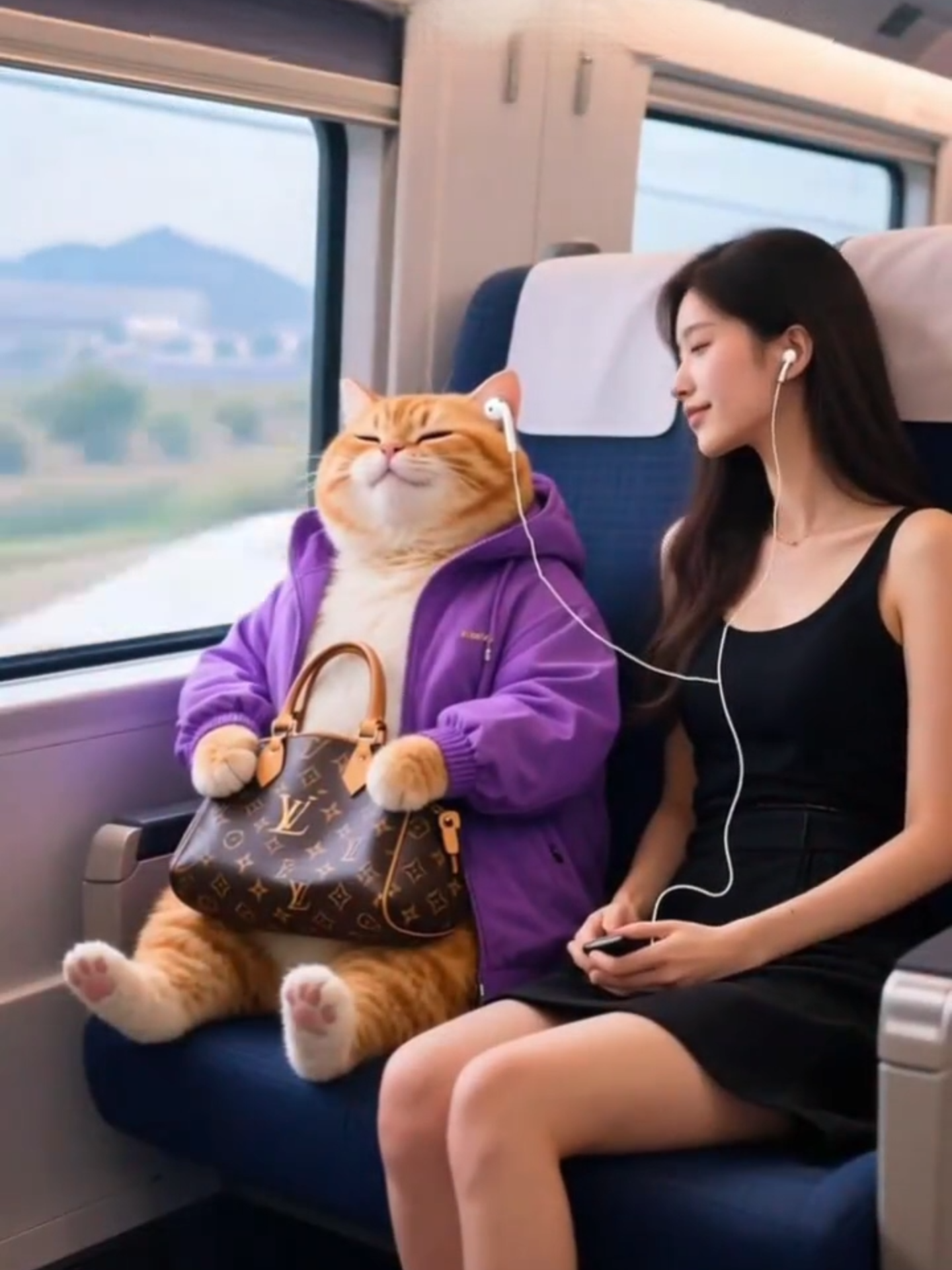 Orange cat trip on the train #cat #fyp #foryou #kitty #cutecat #orangecat #kucing #catlovers #aicat