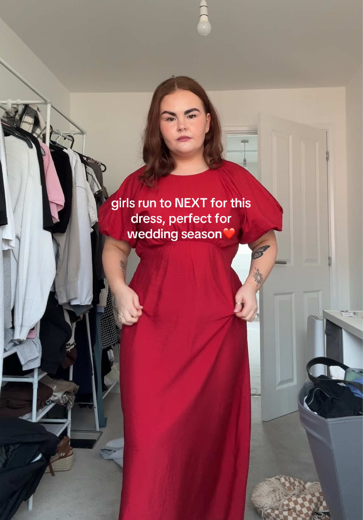 excuse the state of the room, post getting ready mess🤣 this dress is chefs kiss😮‍💨✨ @Next  #next #weddingguestdress #weddingseason #weddingguestdresses 