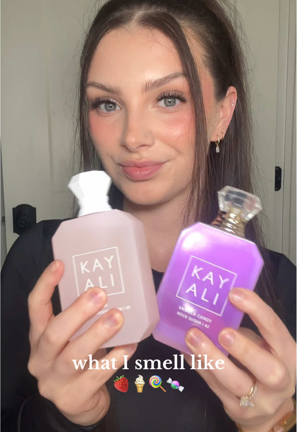 Smelling sweet>> @Kayali Vanilla Candy Rock Sugar 🍬  & Yum Boujee Marshmallow 🍓 @Mona Monica Kattan🧸  @sephora  #perfume #perfumetok #perfumetiktok #whatismelllike #kayali #kayaliperfume #vanillacandyrocksugar #yumboujieemarshmallow  Sweet perfume Girly perfume  Kayali 
