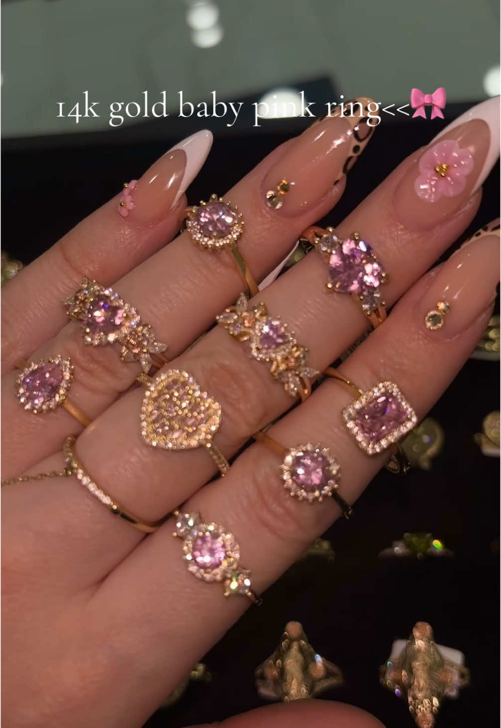 Always prettier in pink 💘 should we do another birthstone collection ring drop on our website ??🎀🫶🏻 Dm us today to place your orders via dm and to ask about our payment plans 🌸💓 #babypink #Love #pink #pinky #rings #joyeria #viral #explore #gold #explorepage #sacramento #sac #Love #916 #fyp #foryoupage #viralpost #amor #rosita #14k #14kgold 