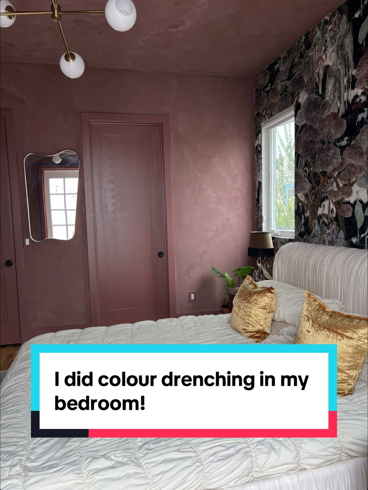 I can’t believe I finally did it 🥹🥂🫶🏽 I have the moody feminine cozy bedroom of my dreams and I love it so much!  Let me know what you think?? 👀 #homeDecor #BedroomMakeOver #BedroomPaint #BurgundyBedroom #WineBedroom #InteriorDesign #ArteWalls #BedroomTransformation #GirlHome #BarbieDreamHouse #DopamineDecor #Limewash #LimewashBedroom  
