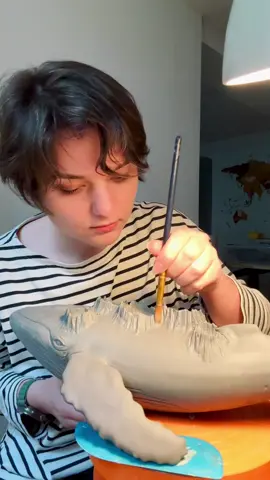 This whale’s carrying mountains. What about you today?  #ceramics #handmadeart #artistatwork #claytok #whaleart #workinprogress #artprocess #potteryvideo #creativeprocess #sculptureart