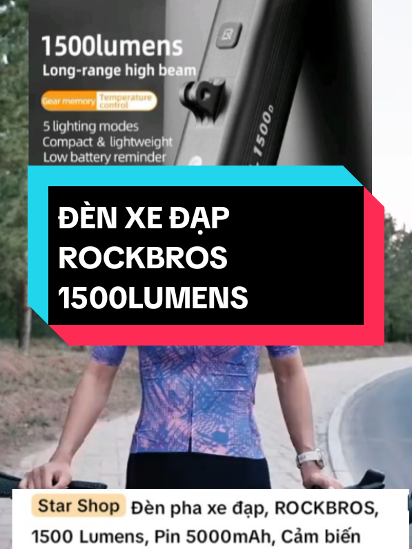 ĐÈN XE ĐẠP ROCKBROS 1500LUMENS #xedapthethao #chuyenbike #phukienphutungxadap #xuhuongtiktok2025🥰 