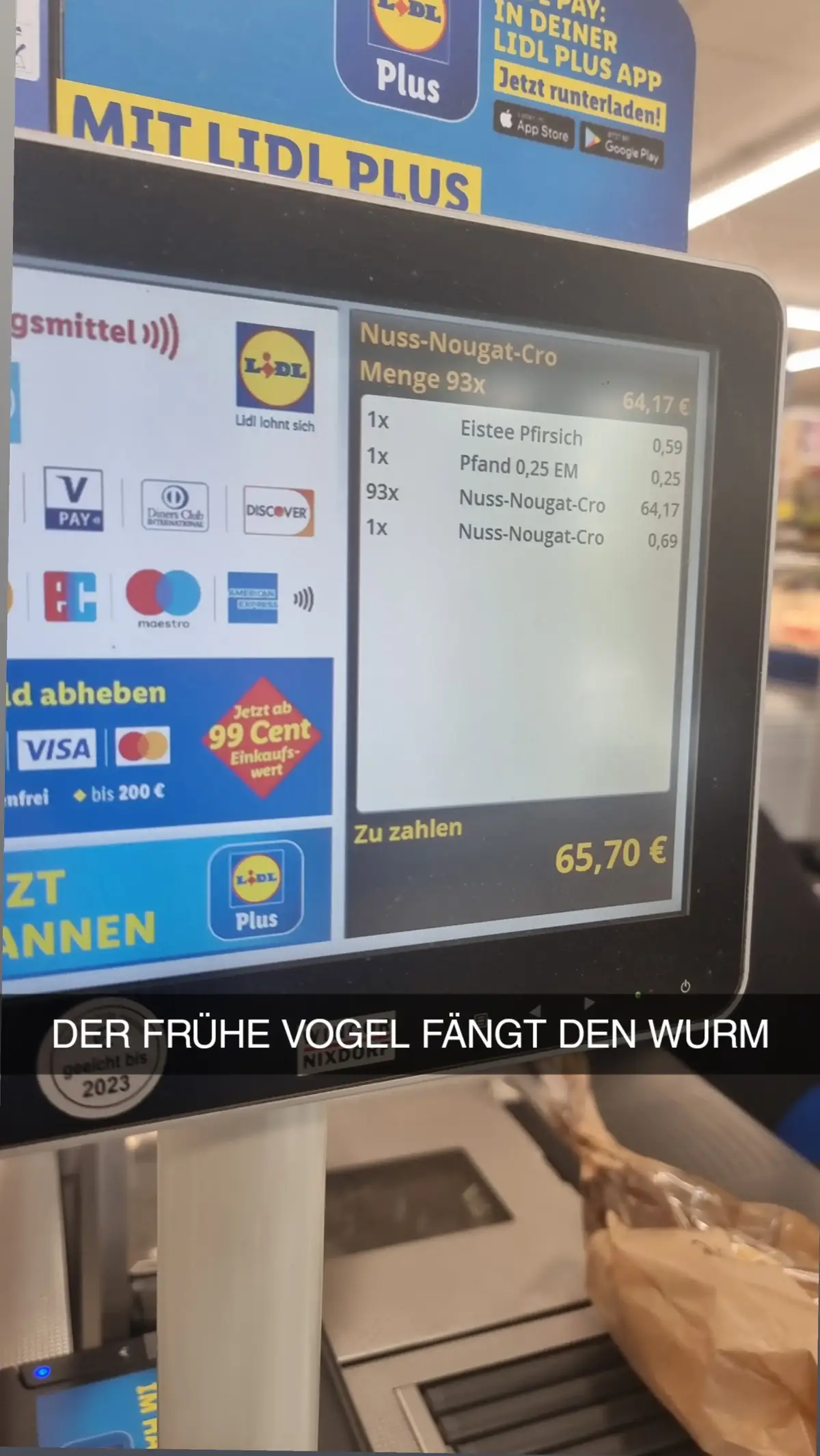 Der frühe Vogel fängt den Wurm #schokocroissant #krossong 