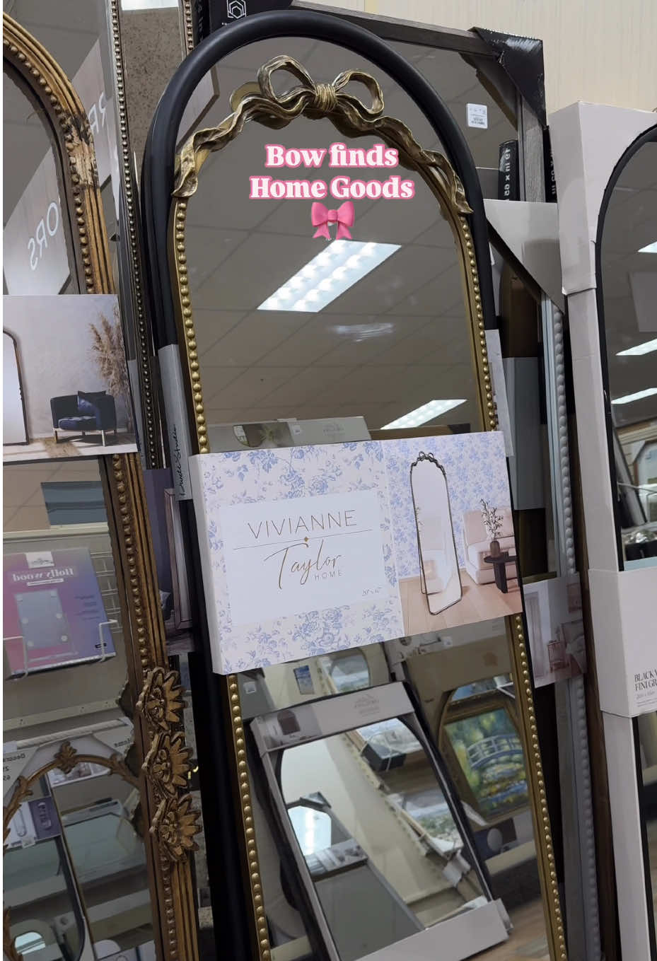 OMGEEEEEE! I can’t believe after all these months, I found the Vivianne Taylor floor length mirror to match my bow shelf and shorter mirror! 🪞🎀 Does anyone know how much the mirror is? There was no price tag so they charged me $99.99🥴 @HomeGoods #hgfinders #homegoods #homegoodsfinds #bows #viviannetaylor #girlythings #shoppinghaul #shopwithme #fyp #foryoupage 
