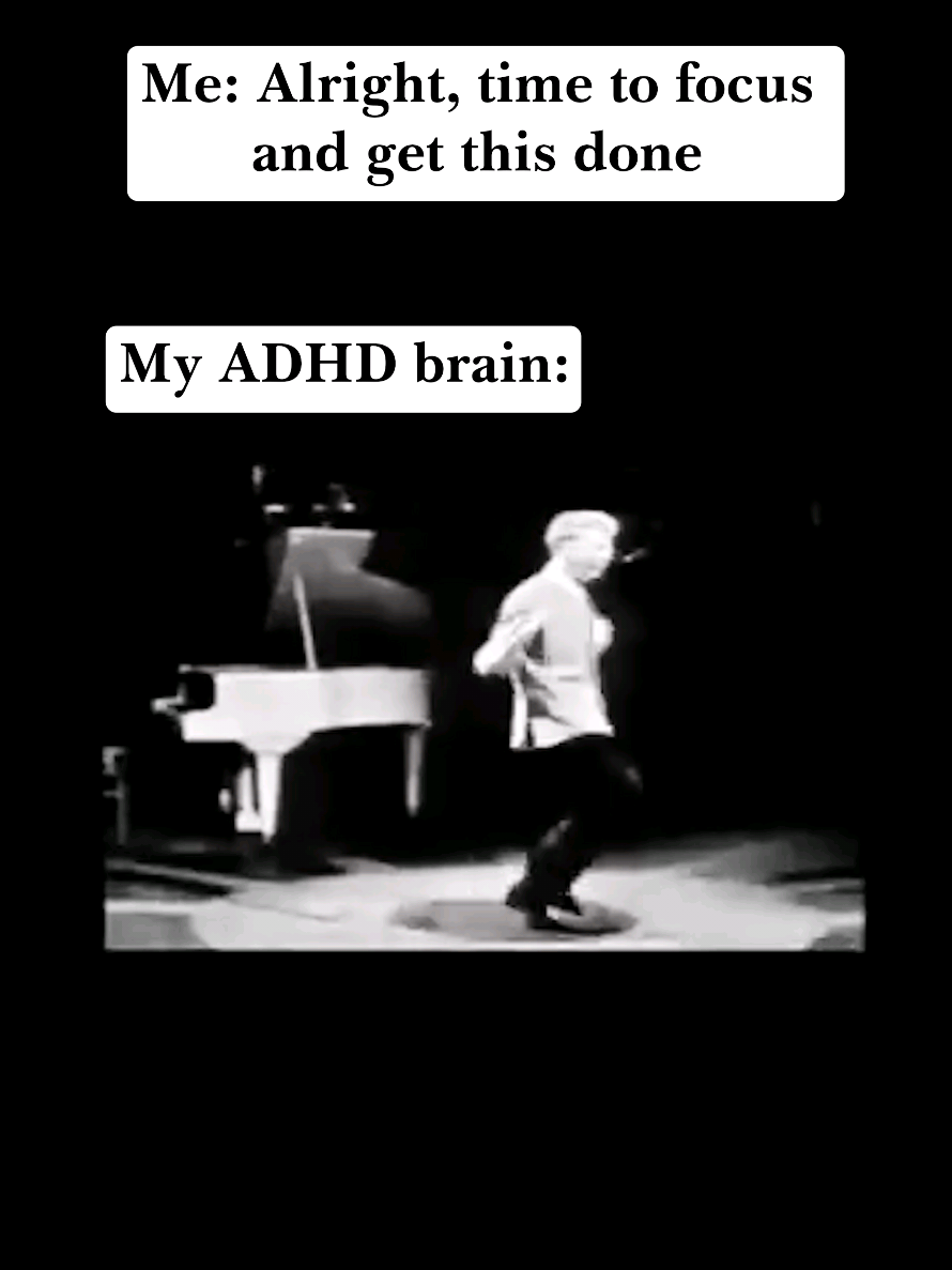Trying to focus with ADHD feels exactly like this. You sit down to work Your brain: “Let’s start a concert tour instead” This isn’t a motivation problem—it’s a regulation problem. When your nervous system is overloaded, your brain can’t filter out distractions. Real focus starts with calming your system first, not forcing your mind to behave. #adhd #adhdproblems #adhdlife #adhdawareness #adhdbrain 