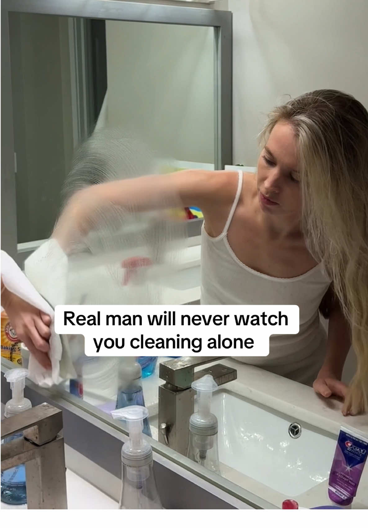 So he goes back to sleep #couplecomedy #relationsh #cleaning #realman #besthusband #familyhumor 