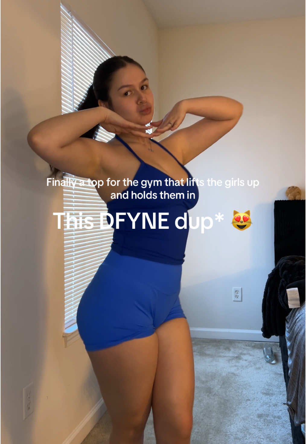 No back gains 😚😻😛 but I love this little halter moment and it keeps the girls IN and also LIFTS them and snatches the waist like WHAT #GymTok #gymmotivation #gymclothes #dfyne #girly 