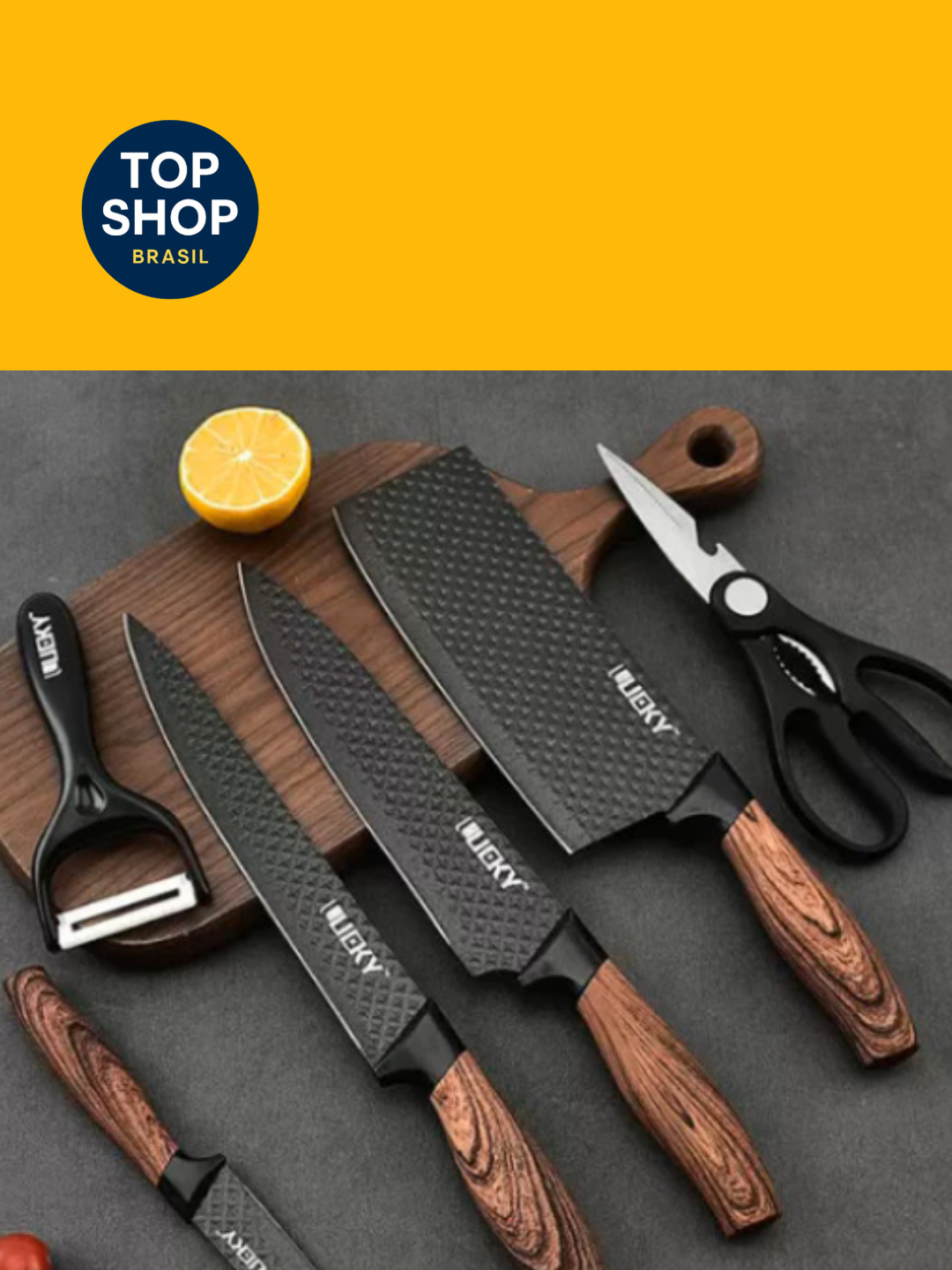 Conjunto De Facas Inox 6/9 Peças Antiaderente Com Cabo Reforçado Descascador E Tesoura Cozinha #Conjunto #De #Facas #Inox #6 #9 #Peças #Antiaderente #Com #Cabo #Reforçado #Descascador #E #Tesoura #Cozinha
