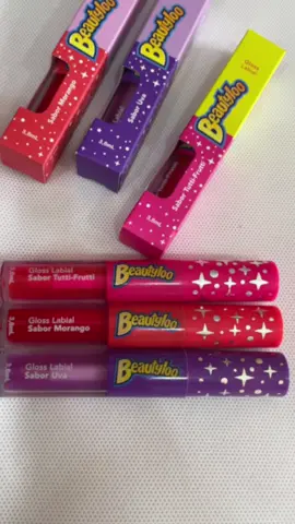 Novidade aqui na Bela Gata Cosméticos!  Beautyloo Gloss Labial Morango, Tutti Frutti e Uva por R$ 17,90 cada.#CapCut 