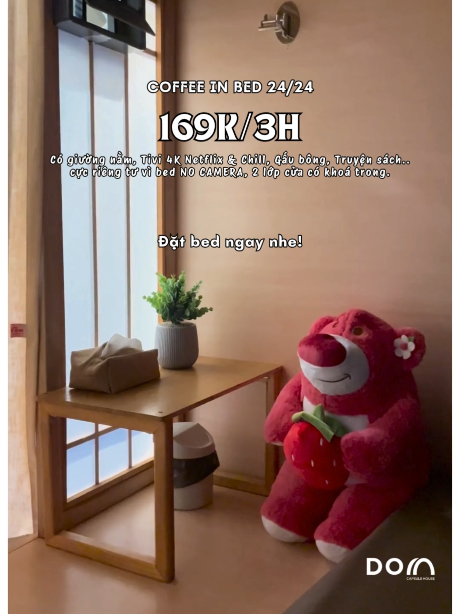 DOM COFFEE CAPSULE - COMBO 2H TẶNG 1H 169K NETFLIX & CHILL CHO CẢ CUỐI TUẦN. #coffeeinbed #binhthanh #netflixandchill #coffee #sleepbox #katinlove #cinema