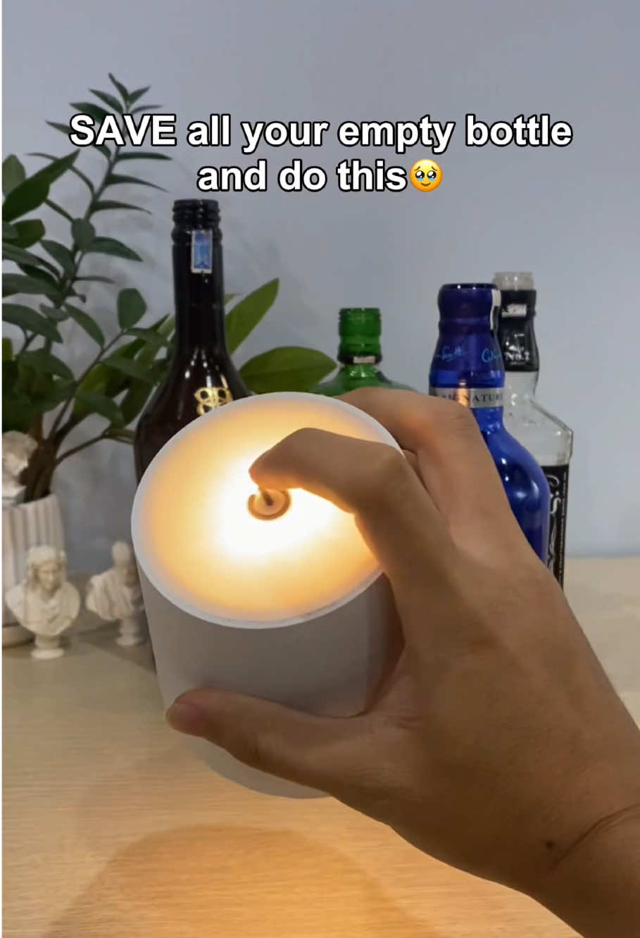 I have one in every room🥲✨ #homedecor #bottlelamp #fyp #recyclebottles #lamps 