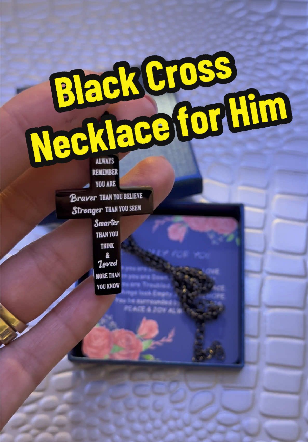 Stainless steel 18-20inch cross necklace for him. Makes a great gift! Already packaged in this cute little box with a cute little card. It looks so cool 😎 perfect gift for grads or dads! Click the link in this video to order yours today. Thanks for watching #funinthesun #crossnecklace #jewelry #stainlesssteel #stainlesssteeljewelry #durable #cool #mensfashion #samandlori #graduationgift #fathersdaygift #dad #men #son #birthday #creatorsearchinsights #jewelrybox #parahombres #classof2025 