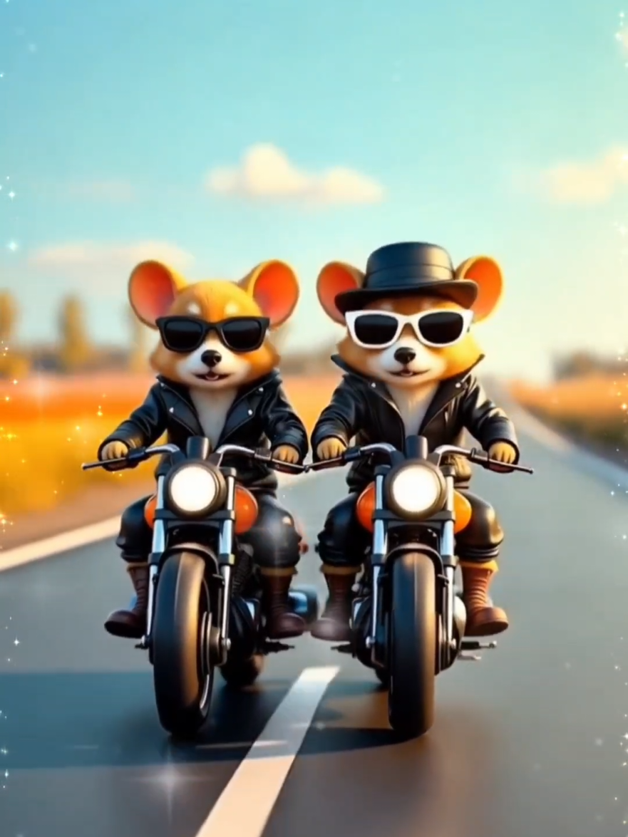 #Animals riding motorbikes on the road #tiktok #fouyou #ai 