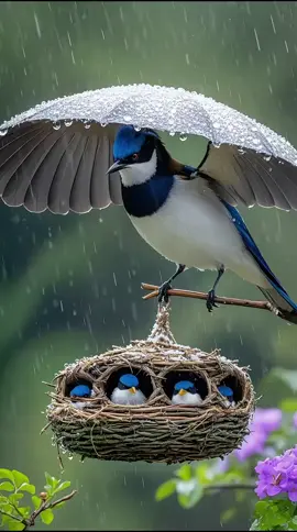 mother bird sheltering their kids 🤩💕🤩#fyp #fypシ #fypシ゚viral #birdslover 