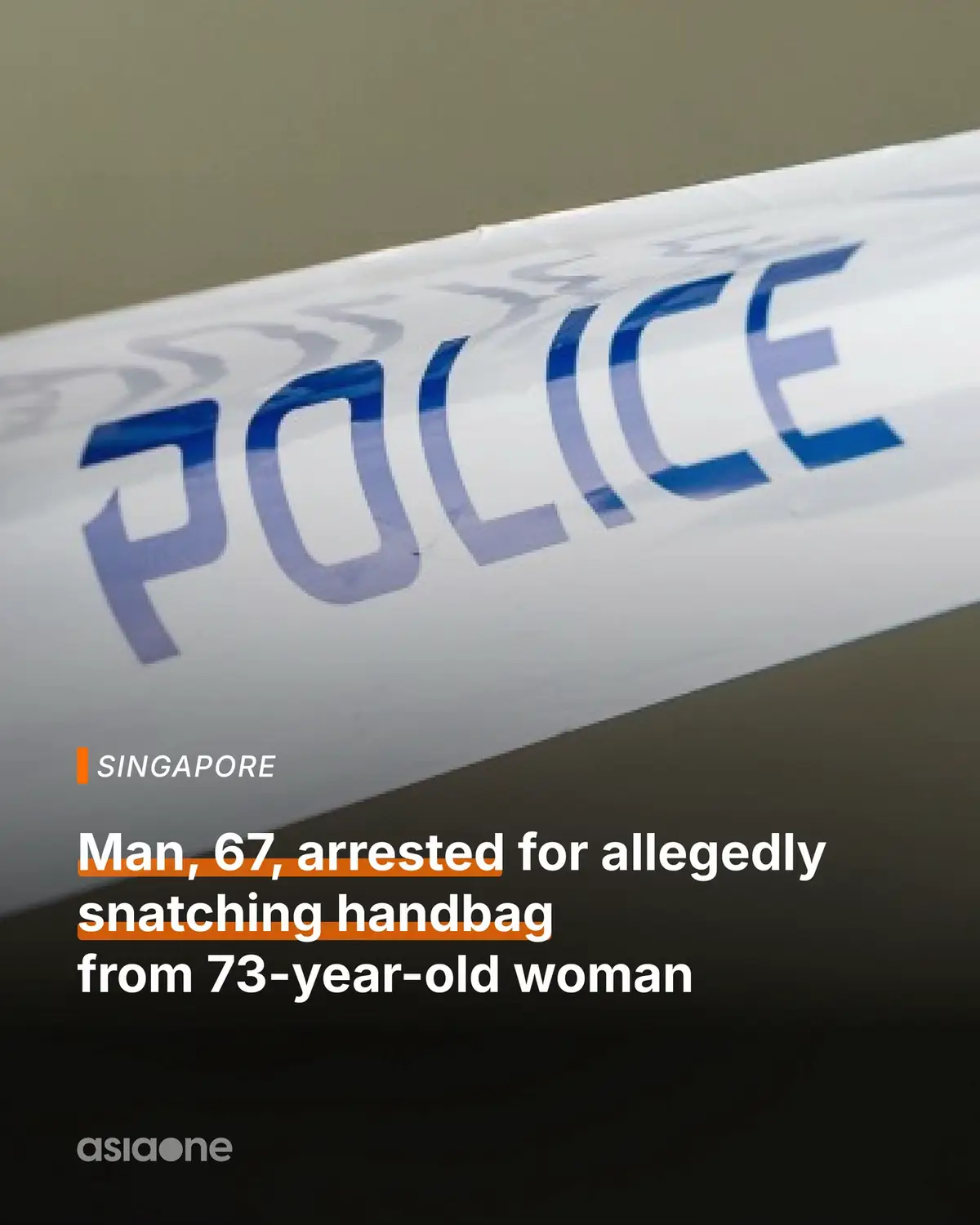 Remember to stay alert, and report any suspicious activity! 👀⁠ ⁠ A 67-year-old man was arrested within 5 hours after allegedly snatching a handbag from a 73-year-old woman in Toa Payoh.⁠ ⁠ #singapore #sgnews 
