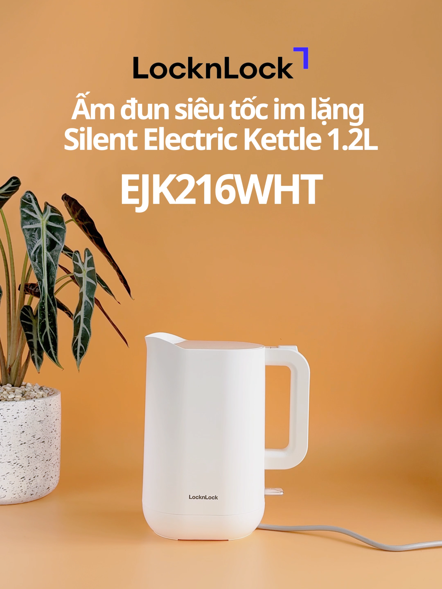 Bình đun siêu tốc im lặng 1.2L EJK216WHT - Silent Electric Kettle #locknlock #binhdunsieutoc #locknlockettle #amdunlocknlock #electrickettle #amdunsieutoc#locknlockvietnam