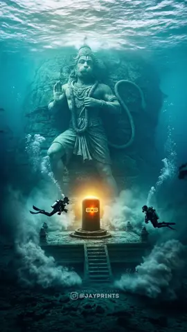 🌊 Hanuman & The Sunken Shiva Temple 🕉️ Journey beneath the waves to witness a sacred union — where the mighty Lord Hanuman kneels before the eternal Shivalinga, deep in the ocean’s forgotten corridors. ✨ From lotus-lit underwater sanctums to colossal statues of Hanuman holding Dronagiri, these aren’t just visuals — they’re echoes of a devotion carved into stone and time. Divers illuminate scenes of divine reverence: folded hands, glowing symbols, and a stillness that transcends centuries. #hanuman #jaihanuman #hanumanji #hanumanjayanti #jaishreeram #reelsvideo #ai #trendingreels #trending #explorepage #underwater #jaishreeram 