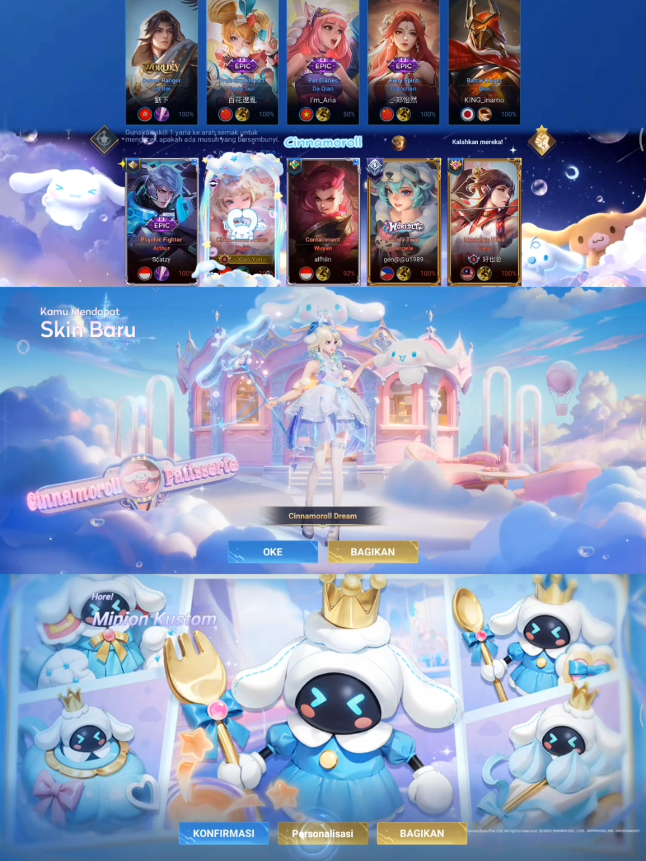 Kalau bisa satu paket kenapa harus terpisah 😁 #honorofkingsglobal #honorofkingsindonesia #honorofkings #hokxsanrio #yaria #cinnamoroll #honorofkingsxsanrio #yariasanrio #sanrio 
