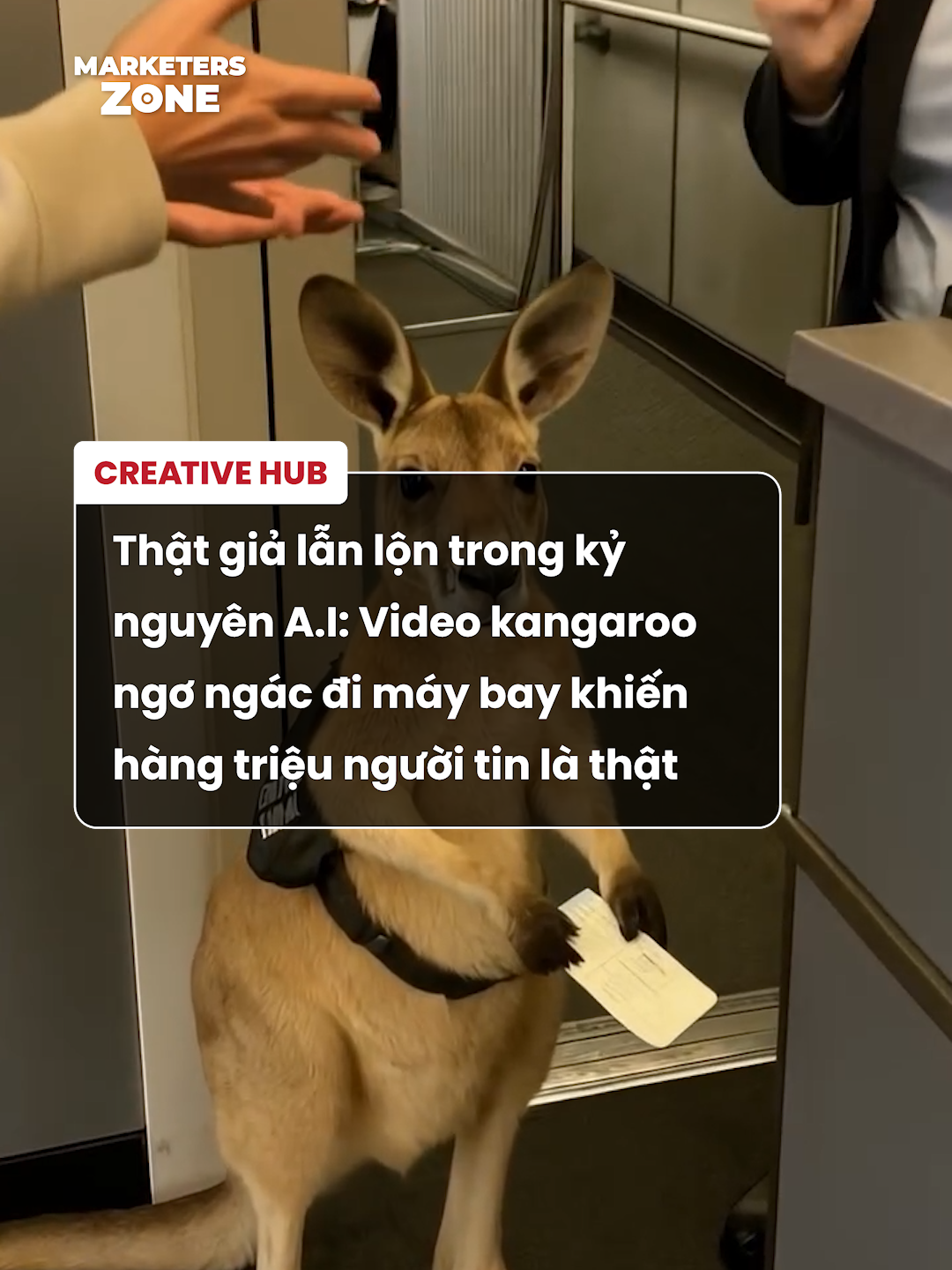Gần đây, một đoạn video về một chú kangaroo với gương mặt ngơ ngác cầm vé lên máy bay đang gây bão mạng xã hội với hơn 15 triệu lượt xem trên Instagram và được chia sẻ với tốc độ chóng mặt trên các nền tảng mạng xã hội khác. Cụ thể, trong clip là một chú kangaroo đang đứng “xịt keo cứng ngắc” bên cạnh một người phụ nữ đang trao đổi với nhân viên máy bay – tạo nên một cảnh tượng đầy hài hước. Thật chất, đây chỉ là một sản phẩm của A.I do tài khoản Instagram “Infinite Unreality” thực hiện. Mặc dù vậy, đoạn clip này vẫn khiến hàng triệu người tin là thật nhờ vào độ chân thực trong từng chuyển động, ánh sáng và âm thanh trong một số người tinh mắt vẫn có thể phân biệt được bằng cách xem xét kỹ những dòng chữ vô nghĩa trên vé máy bay của chú kangaroo. Điều này cho thấy, khi công nghệ A.I ngày càng phát triển, kỹ năng 