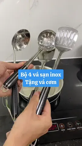 Bộ vá sạn inox 4 món #giadungphuclong #giadungtienich #nhabep #bodungcunauan #dungcunauan #vacom #vacanh #vamuccanh 