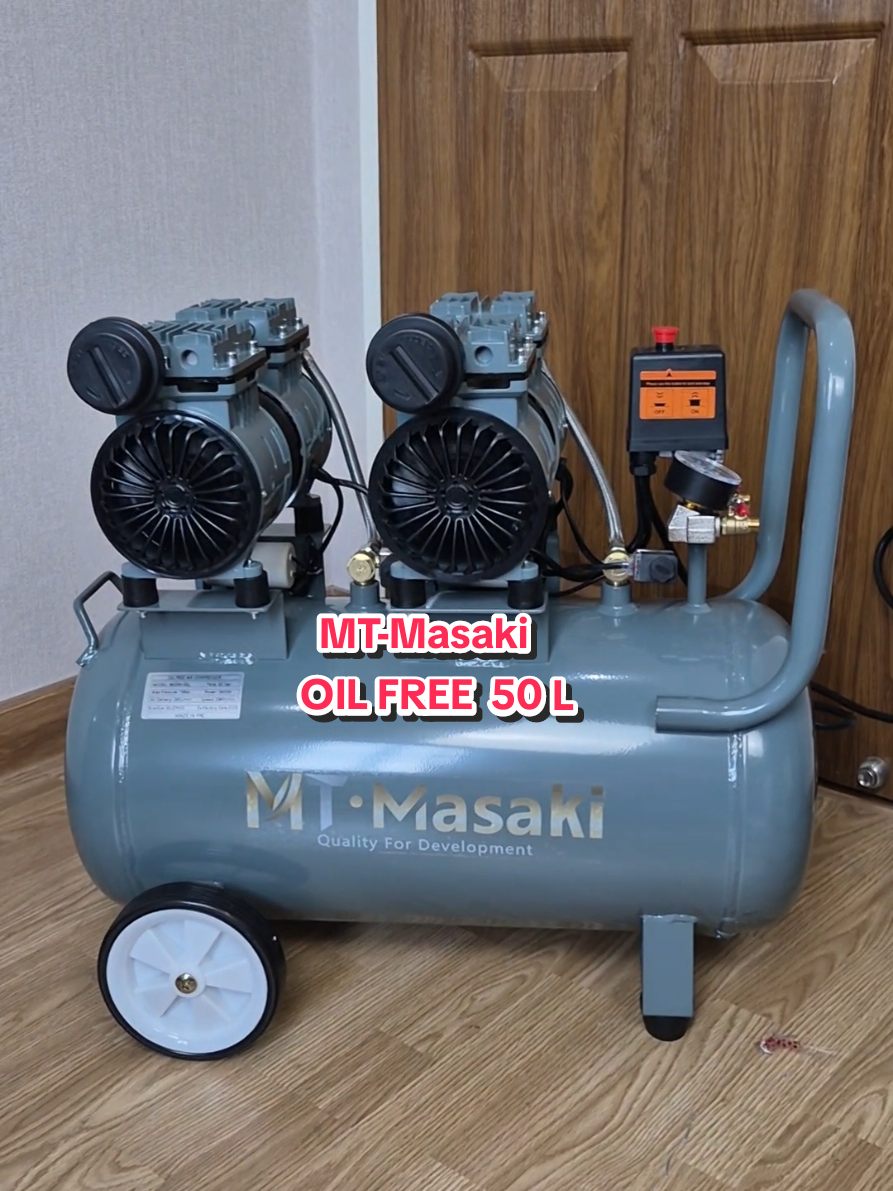 MT-Masaki ปั๊มลม Oil FREE ขนาด 50 ลิตร 2 มอเตอร์ รุ่นใหม่ เติมลมไว #ปั๊มลม50ลิตร #ปั๊มลม #ปั๊มลมoilfree #เครื่องมือช่าง 