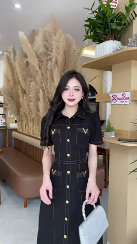 Váy thiết kế cổ đức phối viền chỉ, dáng A dài sang chảnh #vaycongso #vaythietke #vaythietkecaocap #vayxinhmoingay🎀 