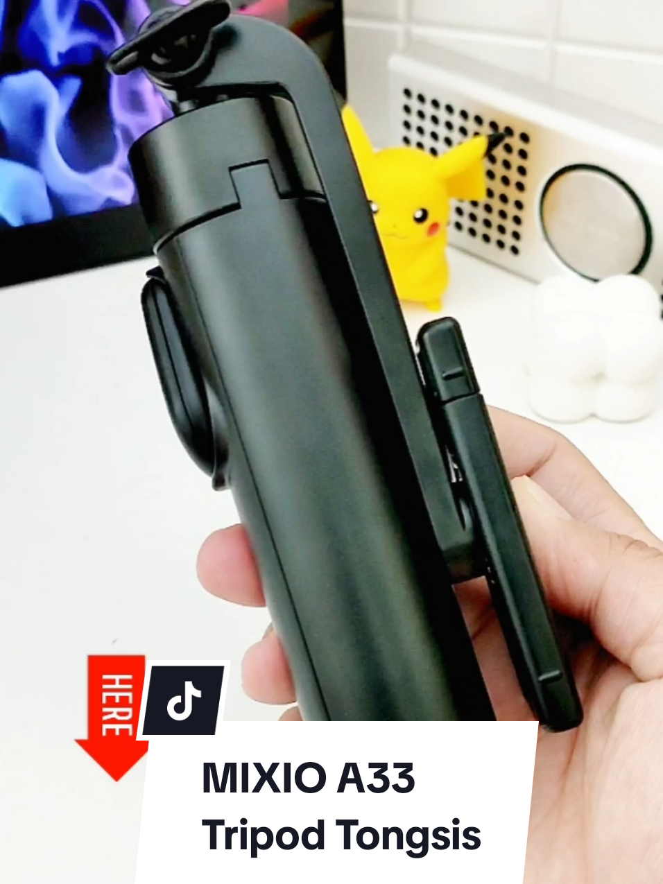MIXIO A33 80cm Tripod Tongsis, ukuran kecil enak dibawa-bawa #tripodtongsis #tongsistripod #mixioa33 #alatngonten #dudukanhp #selfiestick #cuantanpabatas #wibgajian 