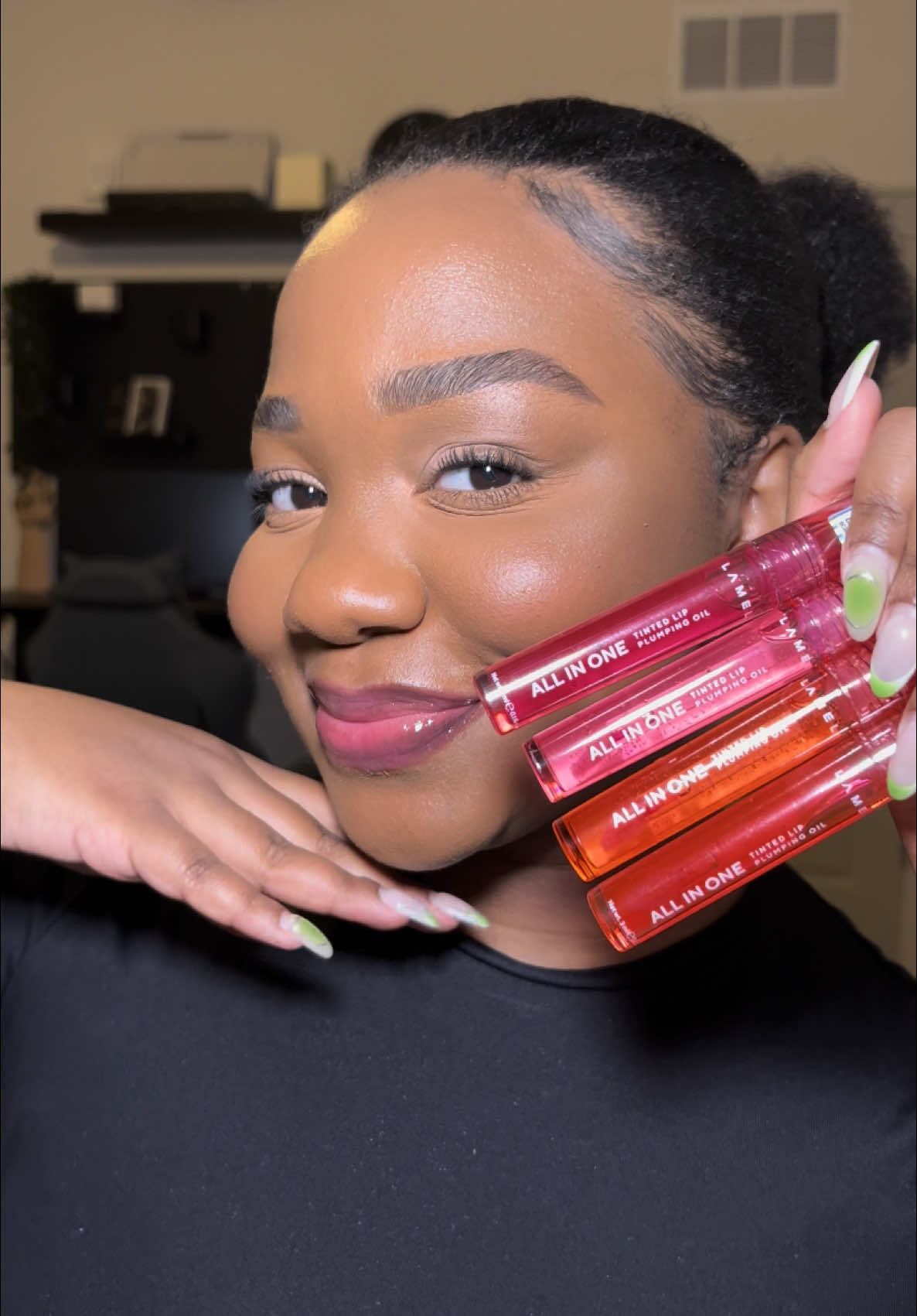 No more crust or crumbs. Just tint, plump, and gloss ✨ All in One Lip tinted plumping oil Available in 4 shades. 🔗in bio. affordable makeup, affordable lip oil, best affordable lip oil, lip plumper, tinted lip oils, lip care products, lip hydration, crusty lips solution