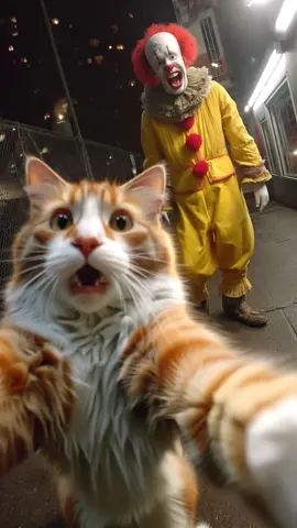 野良猫の旅9日目 #cat #猫 #selfie #pierrot #ai #scarymeow #midjourney #travel #旅行 
