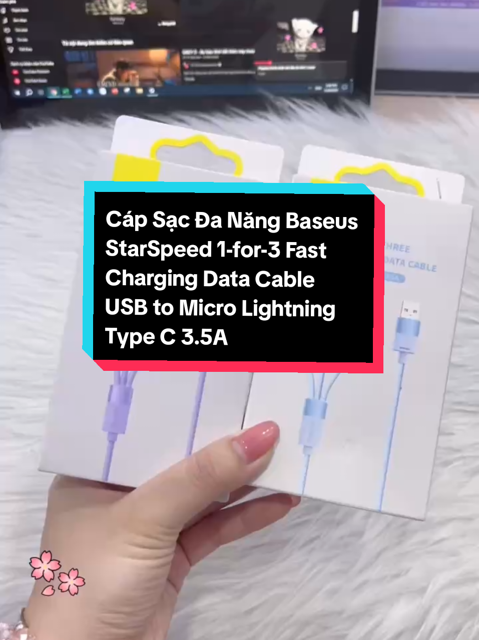 Cáp Sạc Đa Năng Baseus StarSpeed 1-for-3 Fast Charging Data Cable USB to Micro Lightning Type C 3.5A #techmallvn #baseushanoi #xuhuong #cable 
